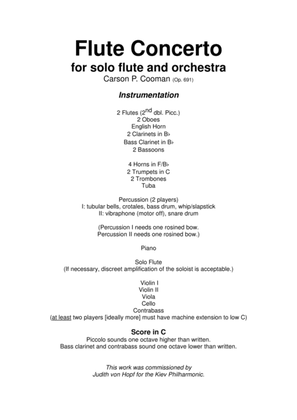 Carson Cooman: Flute Concerto (2006) for flute and orchestra, score and solo part