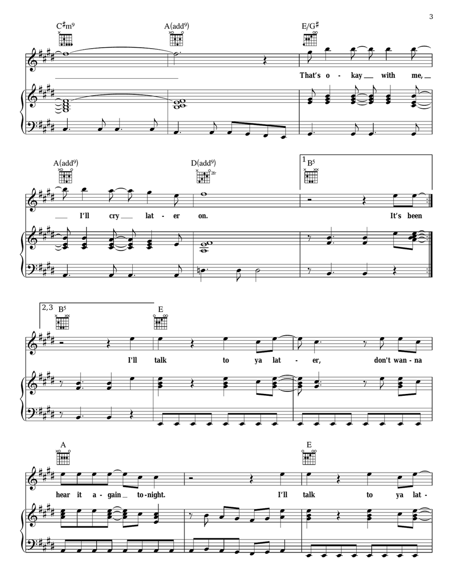 Talk To Ya Later Piano, Vocal, Guitar scores gallery preview page 3