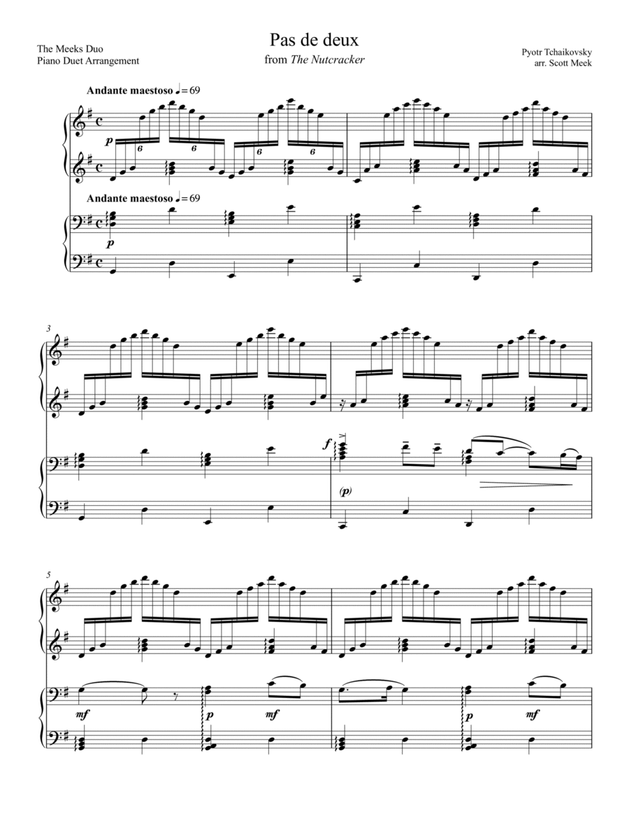 Pas de deux from The Nutcracker 1 Piano, 4-Hands scores gallery preview page 1