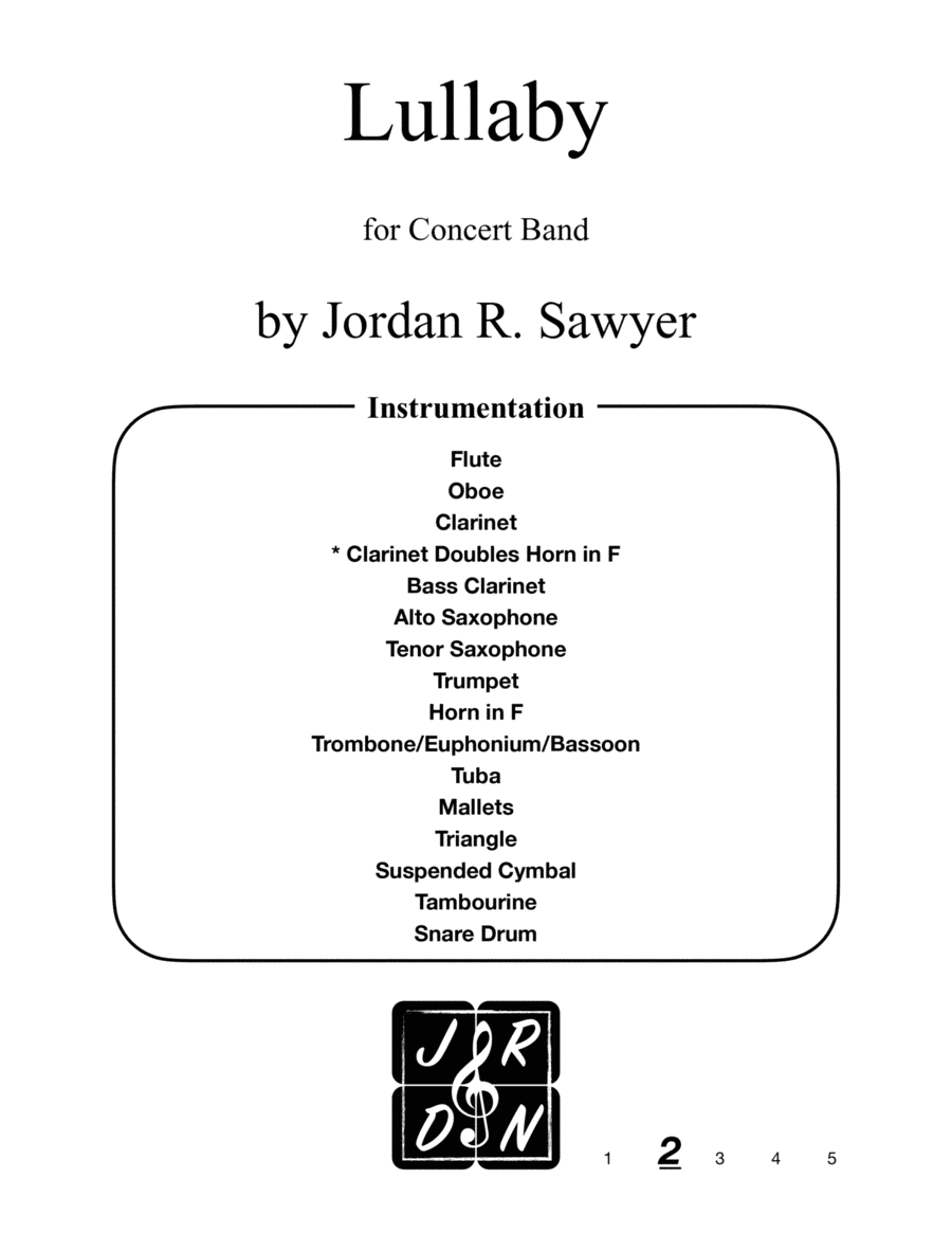 Lullaby Lullaby Concert Band scores gallery preview page 1
