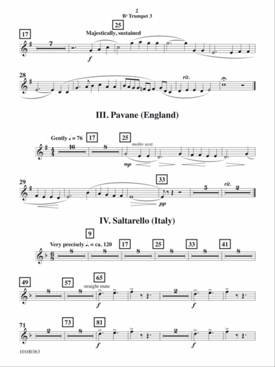 Courtly Airs and Dances - Trumpet 3 Concert Band scores gallery preview page 2
