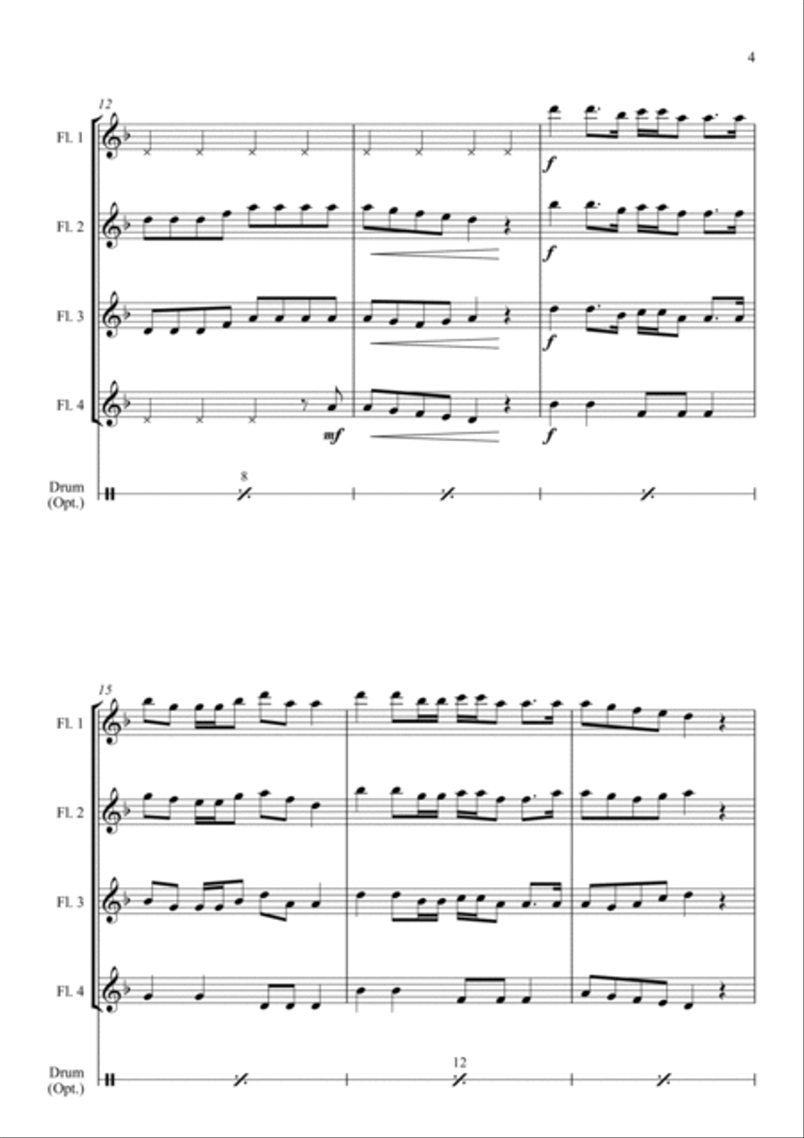 Wellerman (Song of the Wellerman) - for Flute Quartet Flute Quartet scores gallery preview page 5