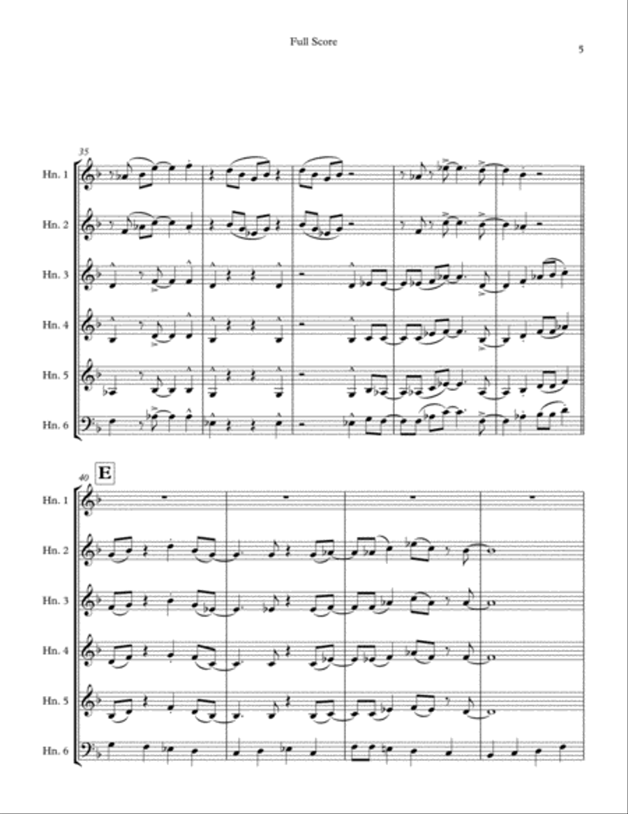 Jazz Suite for French Horn Sextet Brass Ensemble scores gallery preview page 5