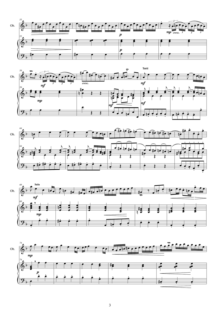 Vivaldi - Oboe Concerto No.9 in D minor RV 454 Op.8 for Oboe and Piano Piano scores gallery preview page 3