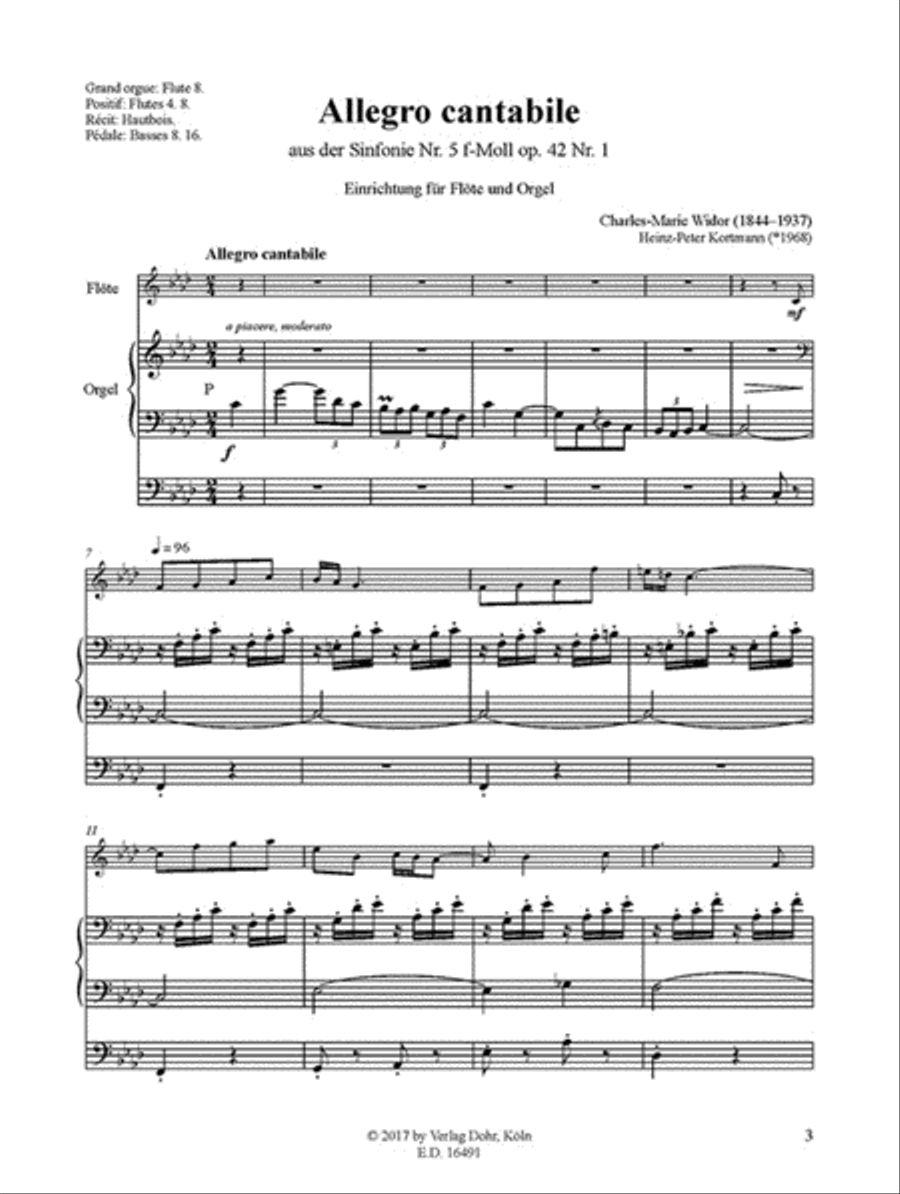 Allegro cantabile f-Moll (für Flöte und Orgel) (aus der Orgel-Sinfonie Nr. 5 op. 42 Nr. 1) Flute scores gallery preview page 2