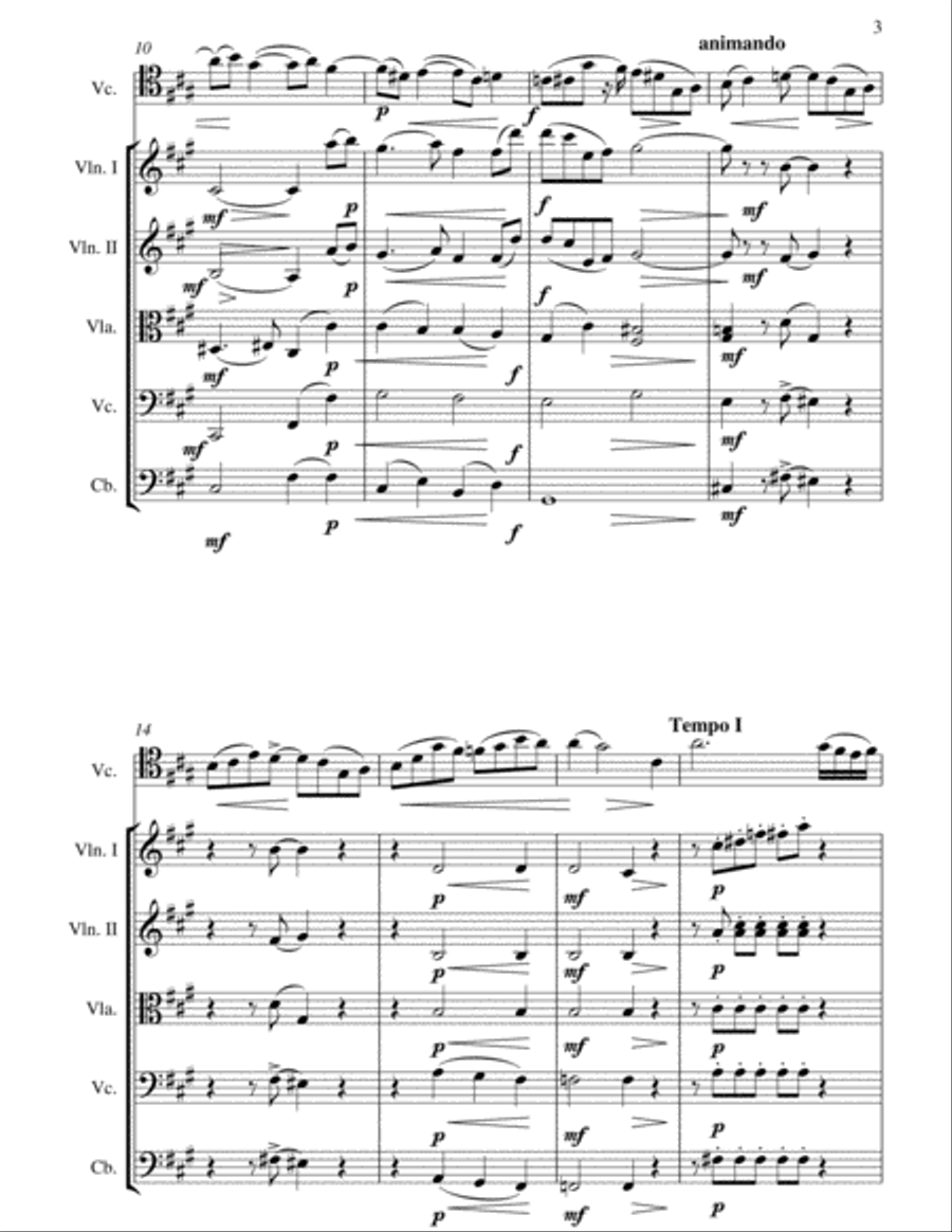 Glazunov: Chant du Menestrel Op.71 for Cello Solo and String Orchestra String Orchestra scores gallery preview page 3
