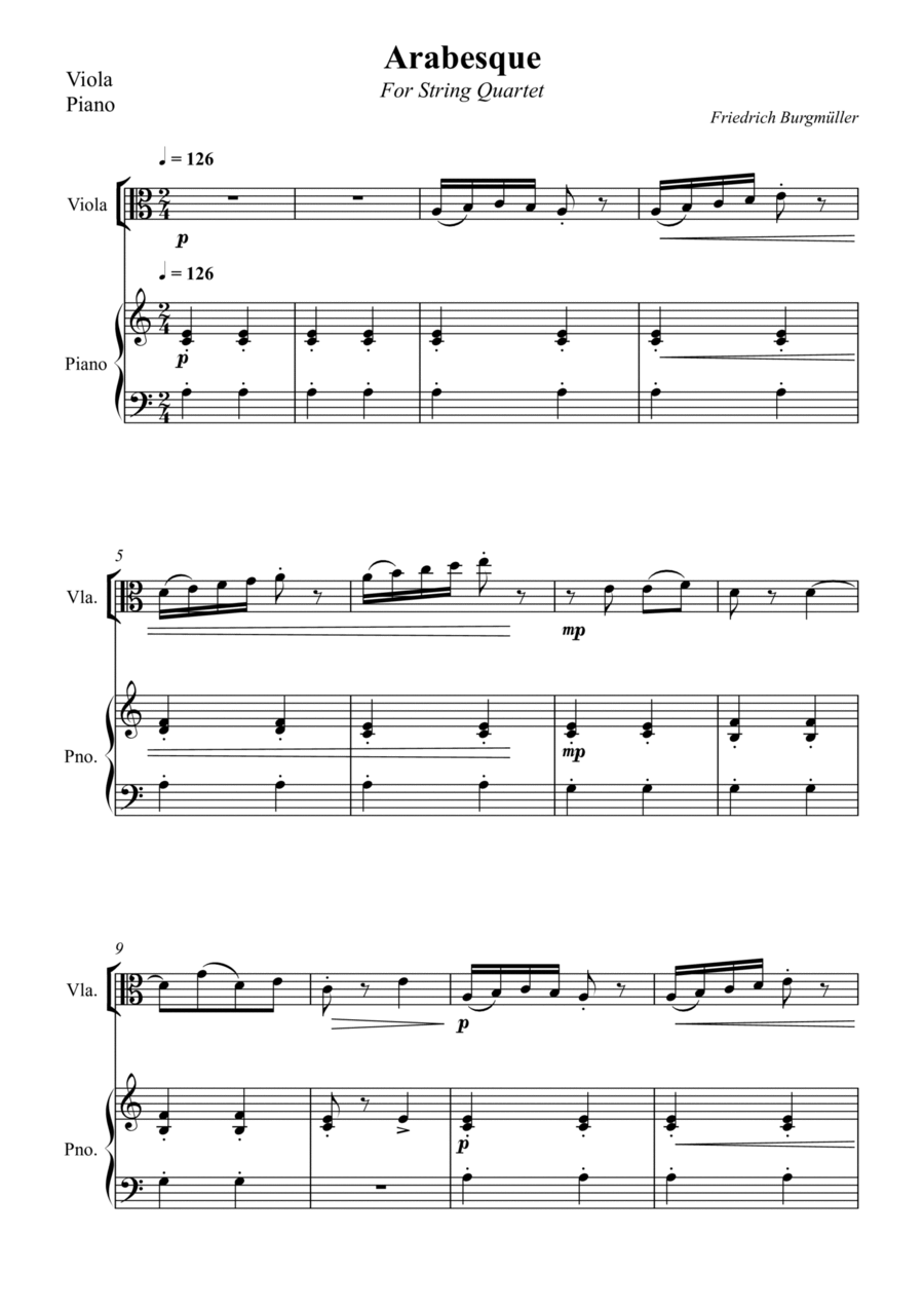 Arabesque For Viola Viola scores gallery preview page 1