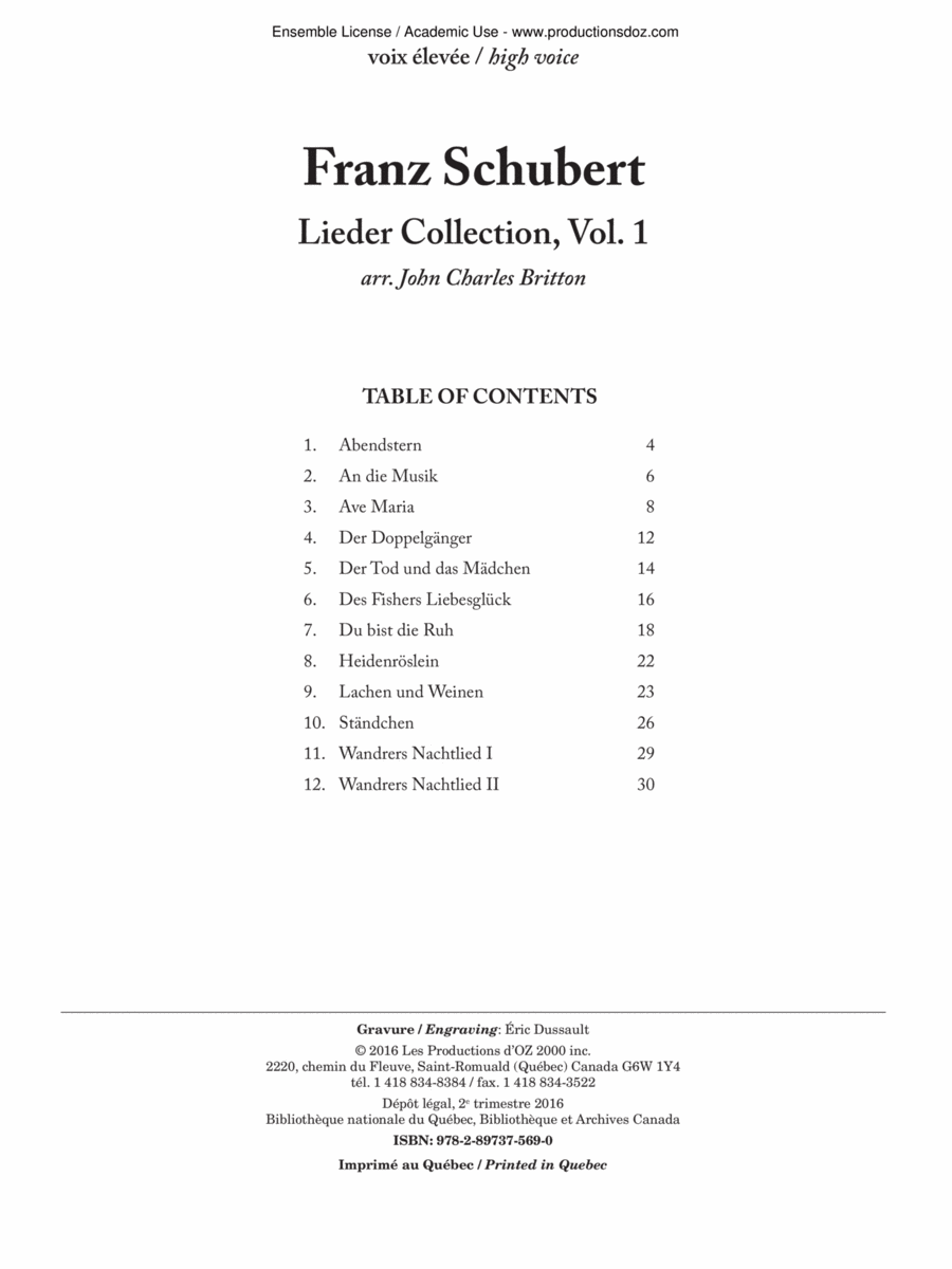 Lieder Collection, Vol. 1 - voix élevée Classical Guitar scores gallery preview page 1