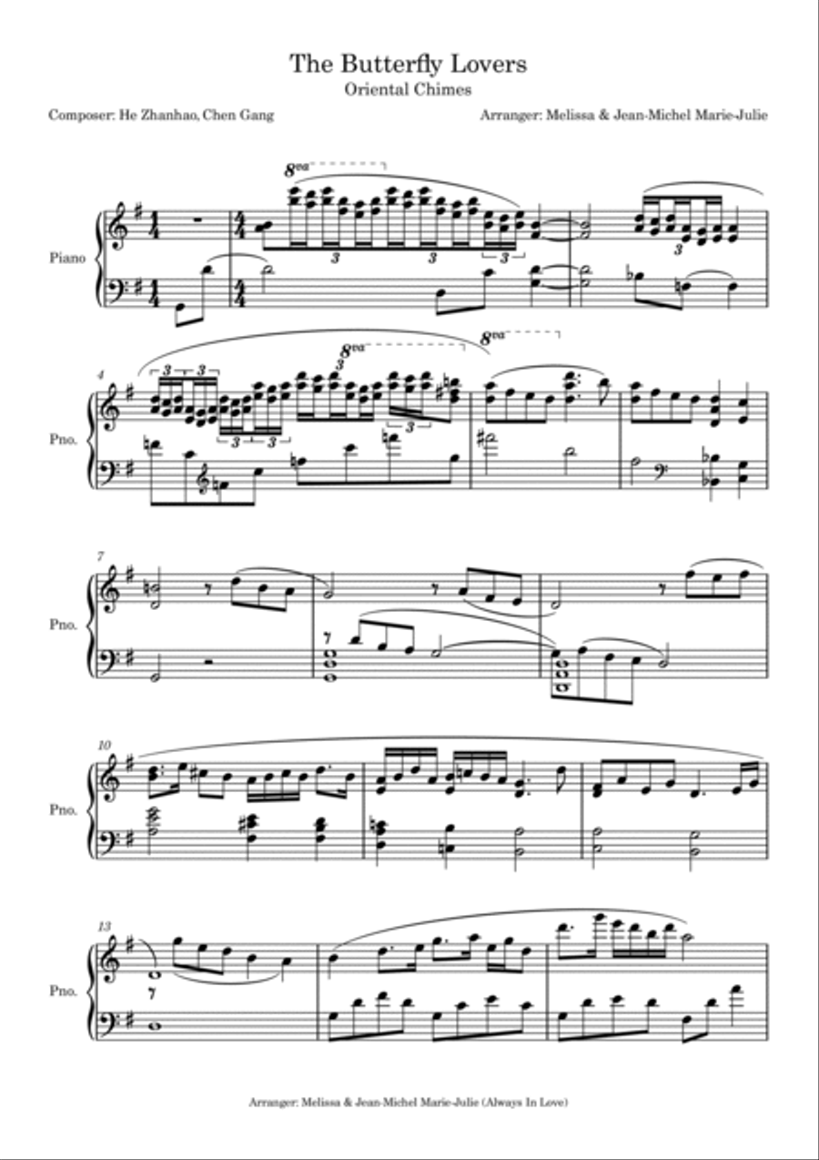 The Butterfly Lovers Piano Solo scores gallery preview page 2