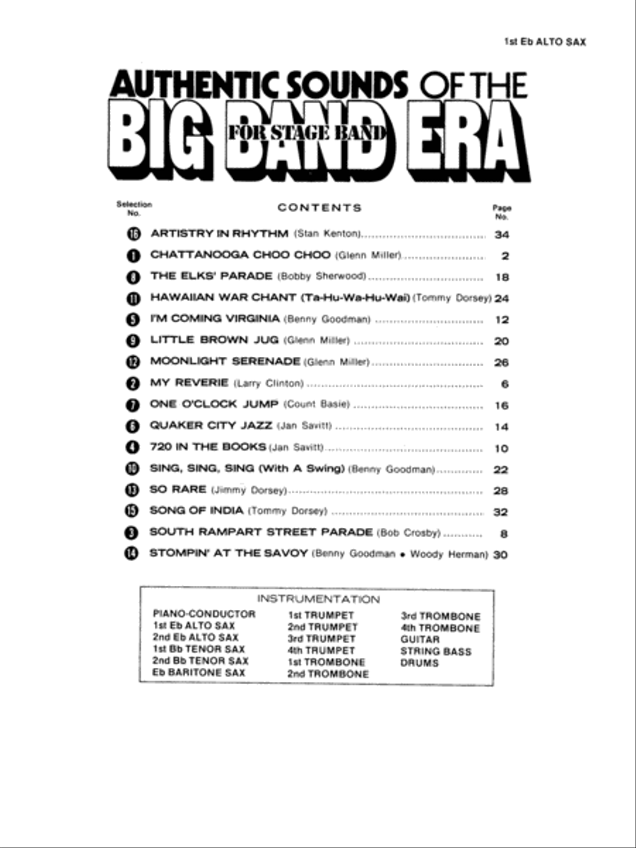 Authentic Sounds Of The Big Band Era, 1st E-flat Alto Saxophone Jazz Ensemble scores gallery preview page 2