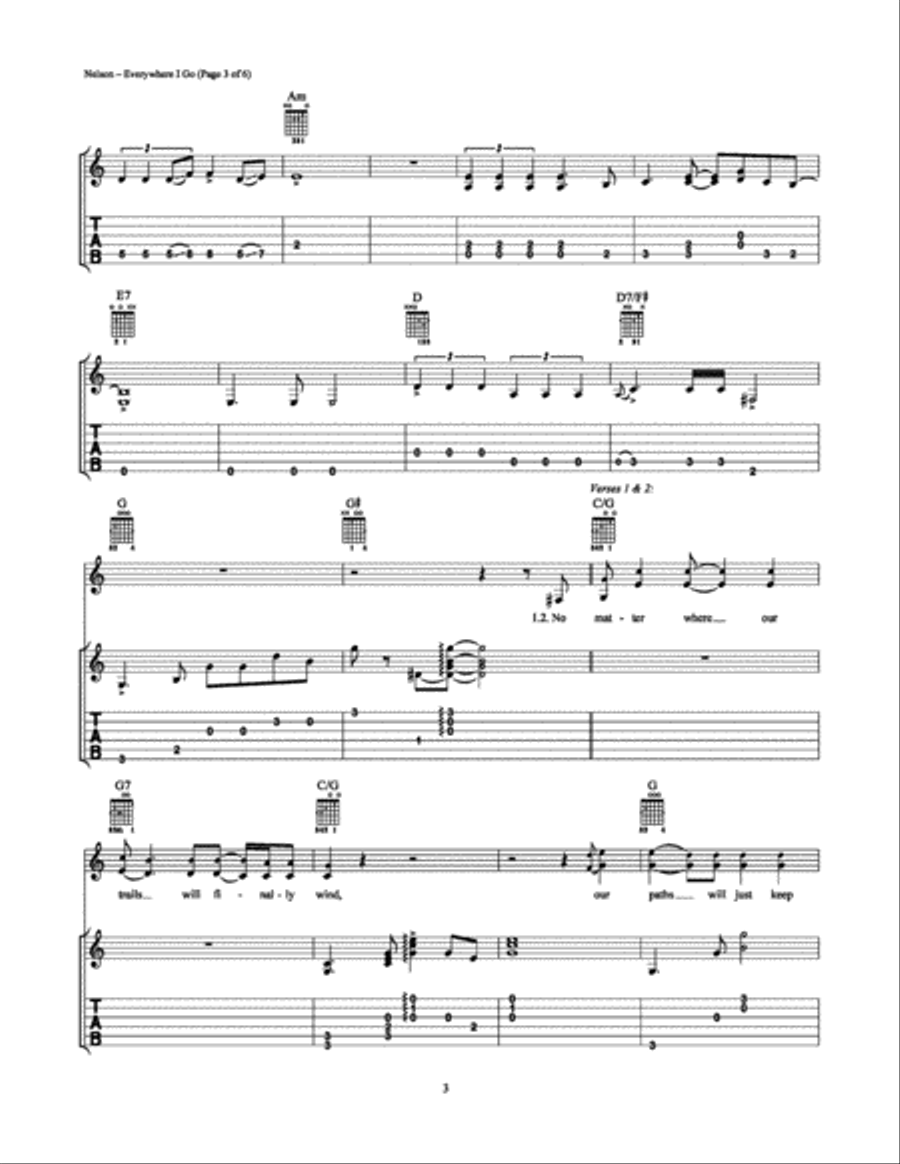 Everywhere I Go Electric Guitar scores gallery preview page 3