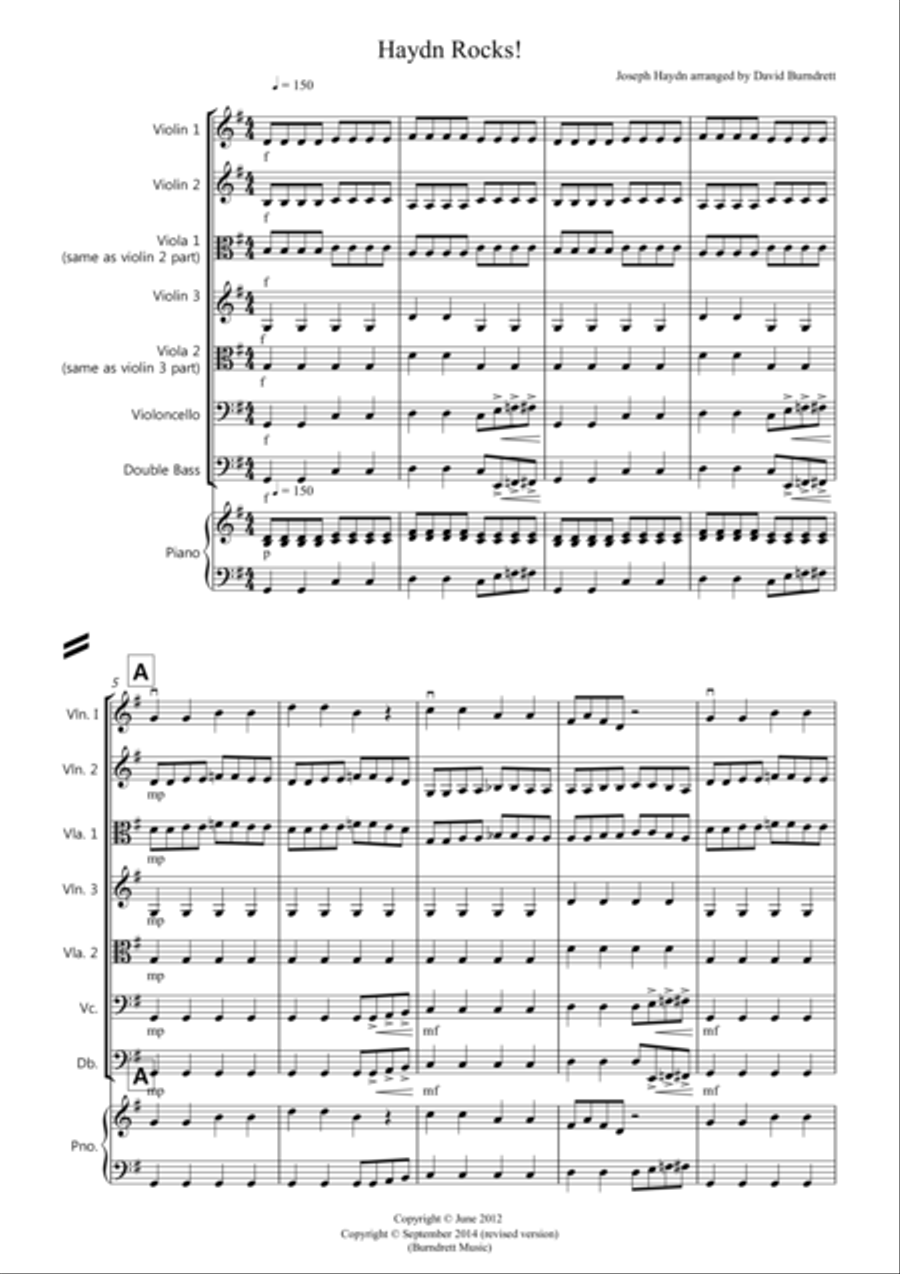 Haydn Rocks! for String Orchestra String Quartet scores gallery preview page 1