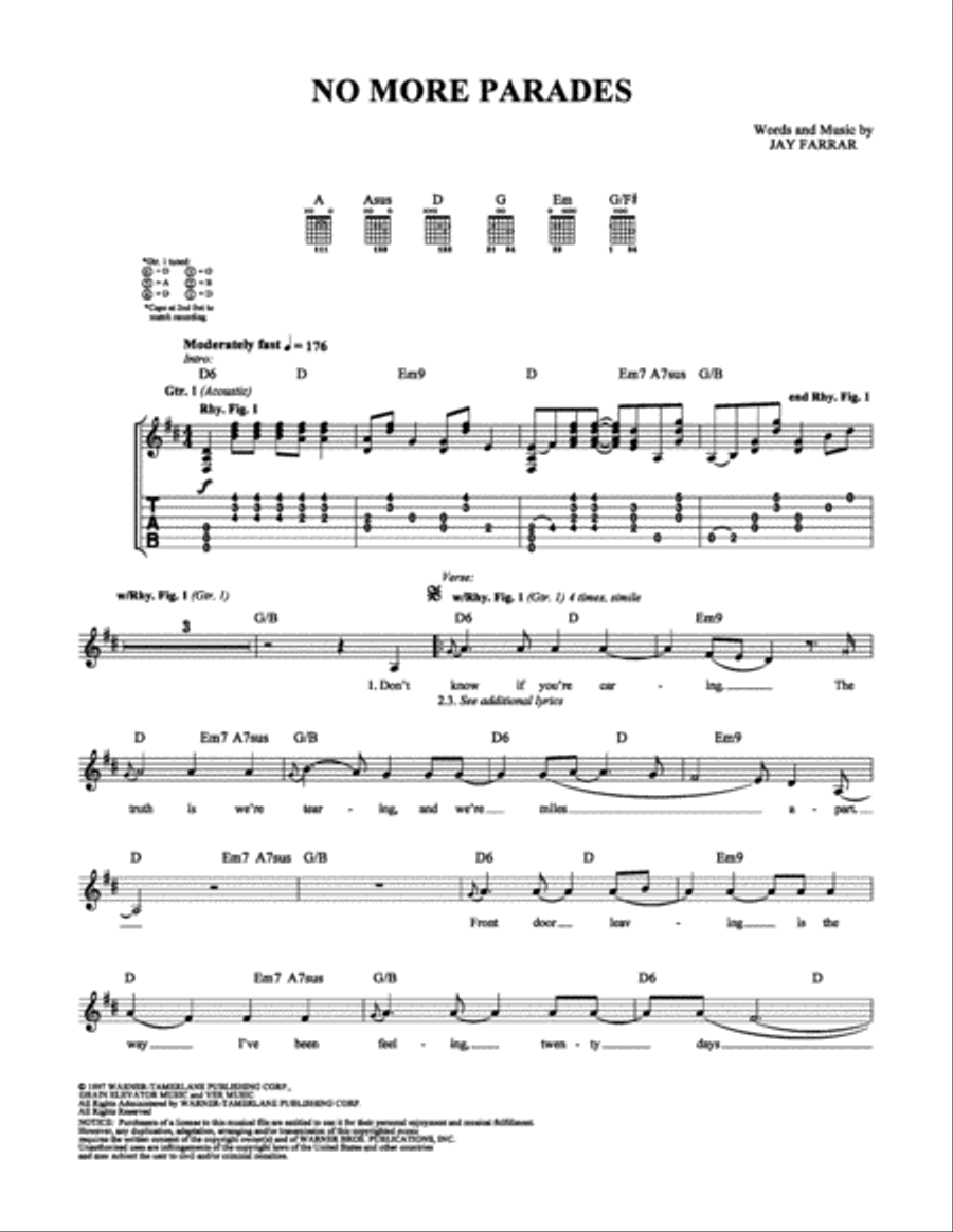 No More Parades Electric Guitar scores gallery preview page 1