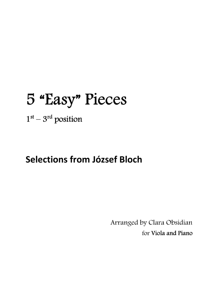 5 "Easy" Pieces: Selected Works from József Bloch Arranged for Viola and Piano image number null