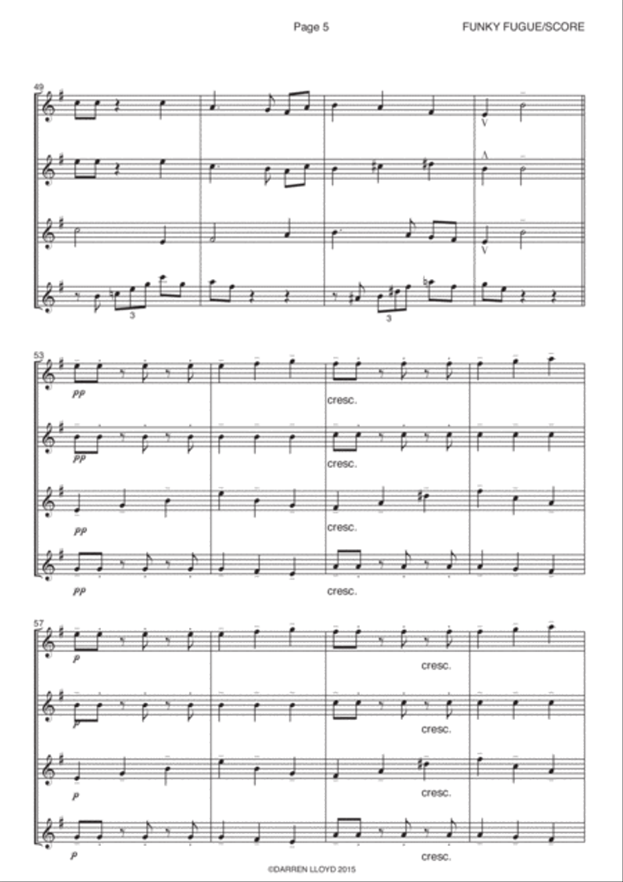 Funky fugue - Flute quartet Flute Quartet scores gallery preview page 5