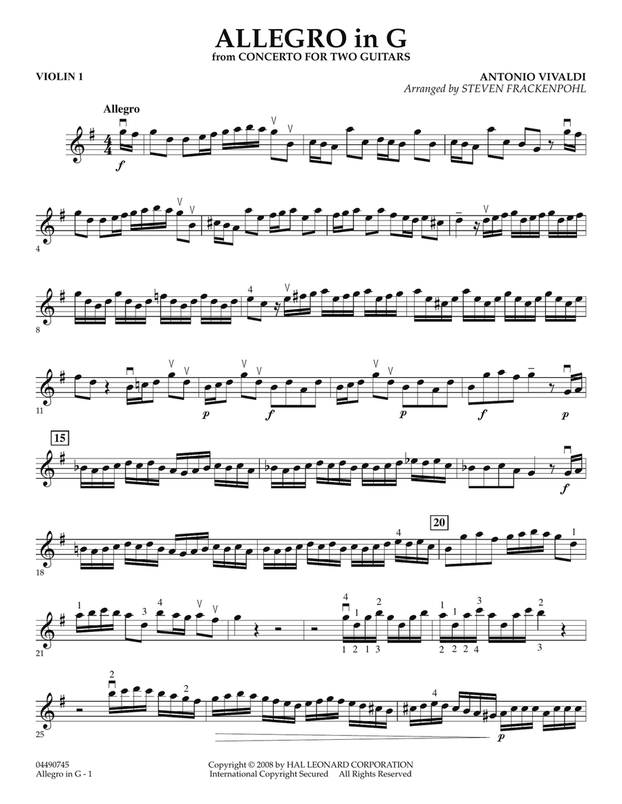 Allegro in G - Violin 1 Violin scores gallery preview page 1