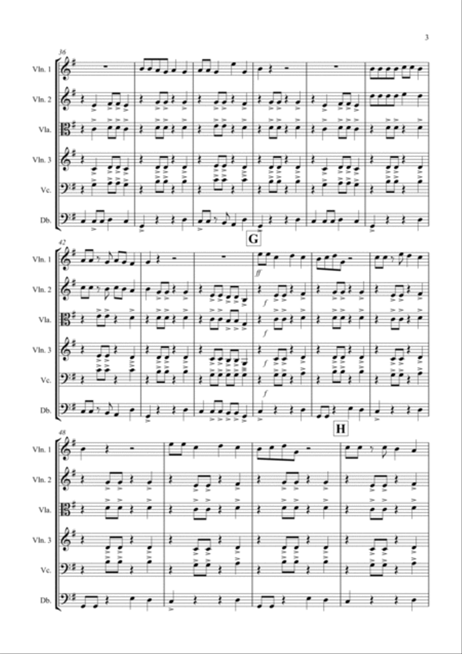 Burnie's Reggae for String Orchestra String Quartet scores gallery preview page 3