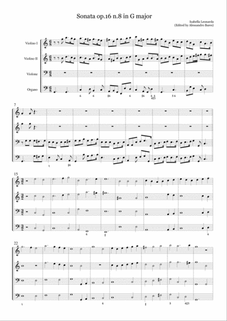 Isabella Leonarda, Sonata op.16 n.8 in G major Small Ensemble scores gallery preview page 2
