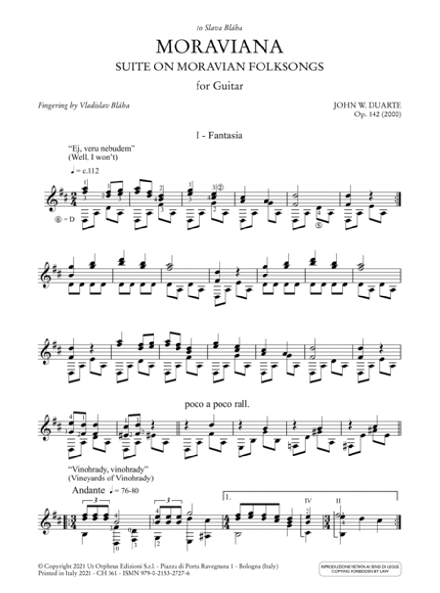 Moraviana. Suite on Moravian Folksongs Op. 142 for Guitar Acoustic Guitar scores gallery preview page 2