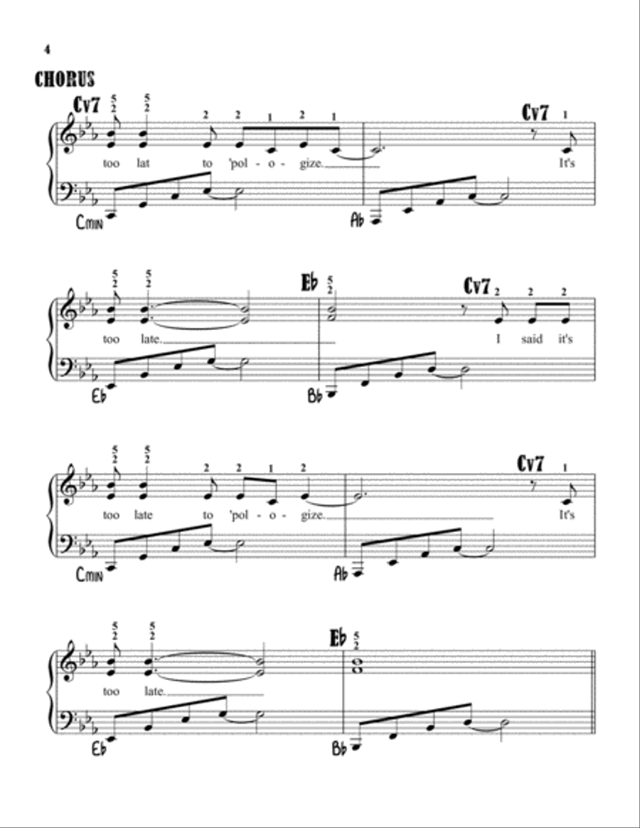 Apologize Piano Solo scores gallery preview page 4