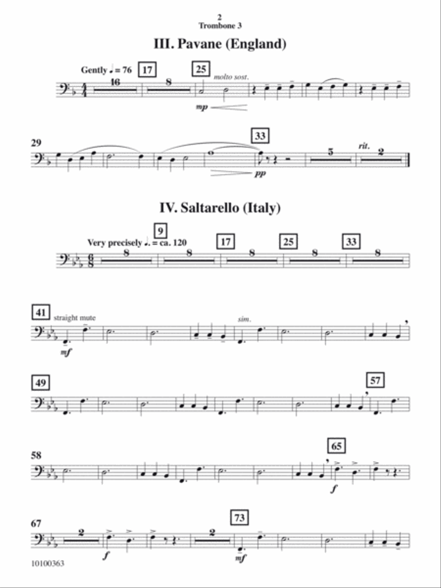 Courtly Airs and Dances - Trombone 3 Concert Band scores gallery preview page 2