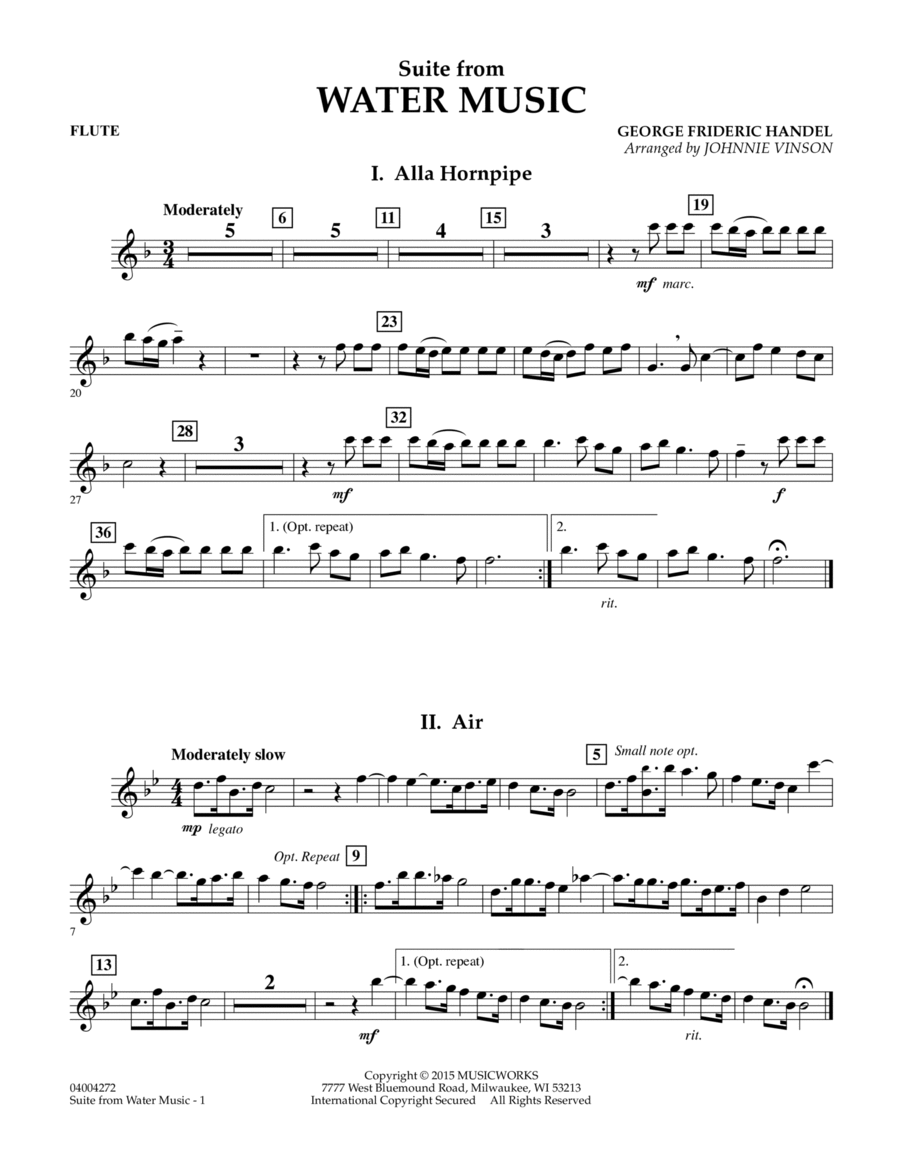 Suite from Water Music - Flute Flute scores gallery preview page 1