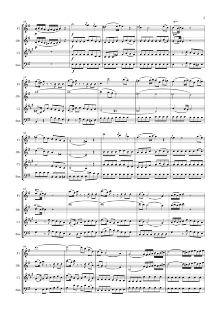 Mozart Quartet KV160 arr. Woodwind Quartet Woodwind Quartet scores gallery preview page 3