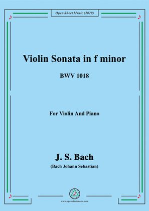 Book cover for Bach,J.S.-Violin Sonata,in f minor,BWV 1018,for Violin and Piano