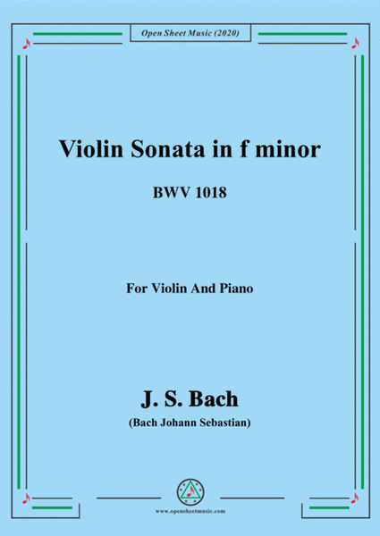 Bach,J.S.-Violin Sonata,in f minor,BWV 1018,for Violin and Piano image number null