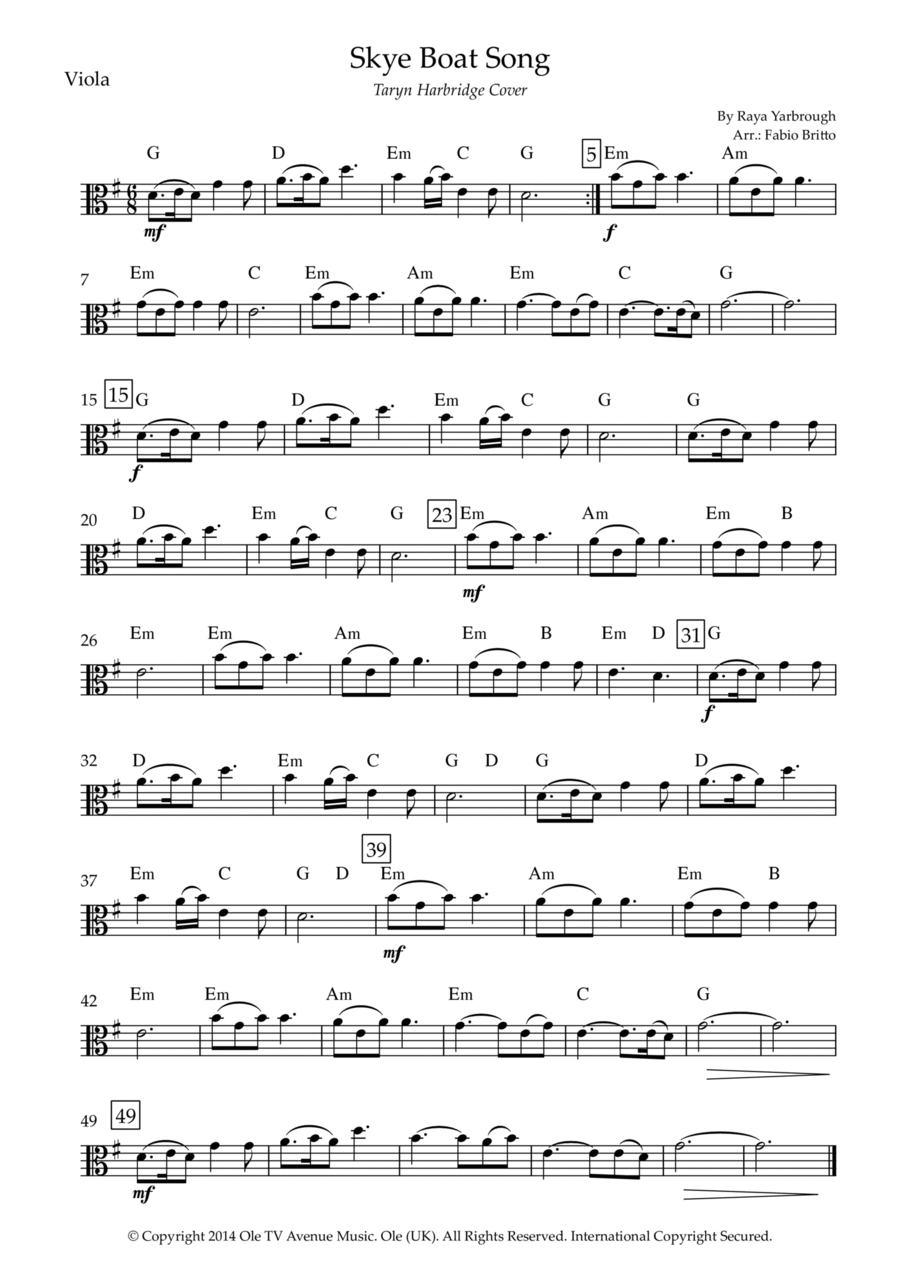 Skye Boat Song Viola Solo scores gallery preview page 1