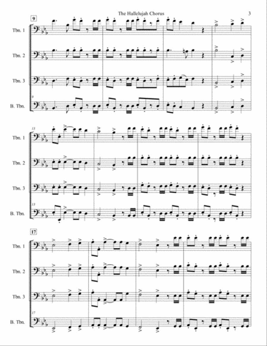 The Hallelujah Chorus for Trombone Quartet Trombone Quartet scores gallery preview page 3