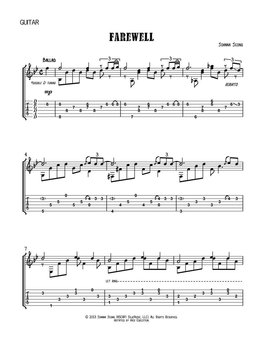 Farewell (with tab) Guitar Tablature scores gallery preview page 1