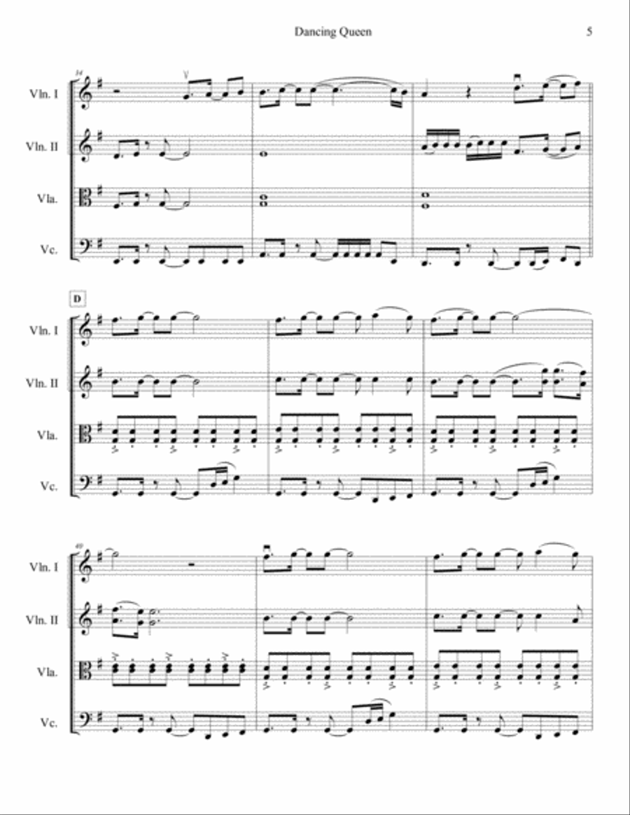 Dancing Queen Dancing Queen String Quartet scores gallery preview page 6