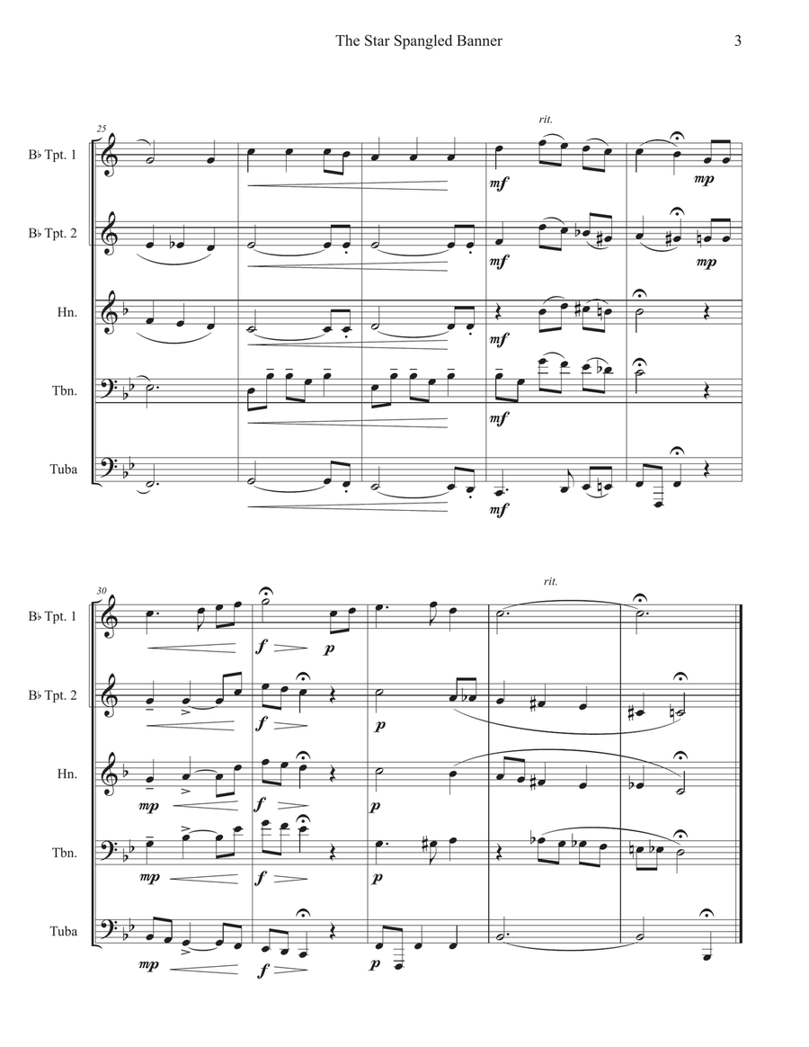 The Star Spangled Banner Brass Quintet scores gallery preview page 3