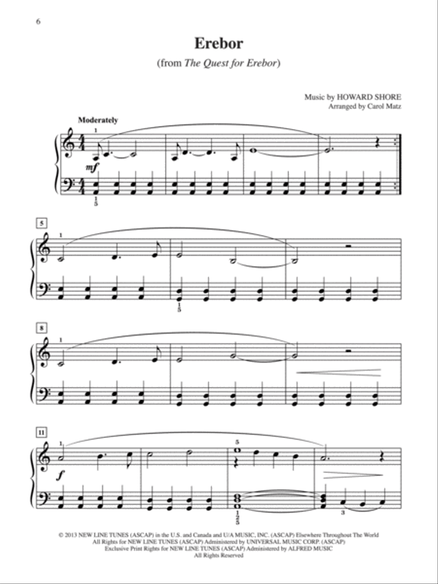 Erebor (from The Hobbit: The Desolation of Smaug) Easy Piano scores gallery preview page 1
