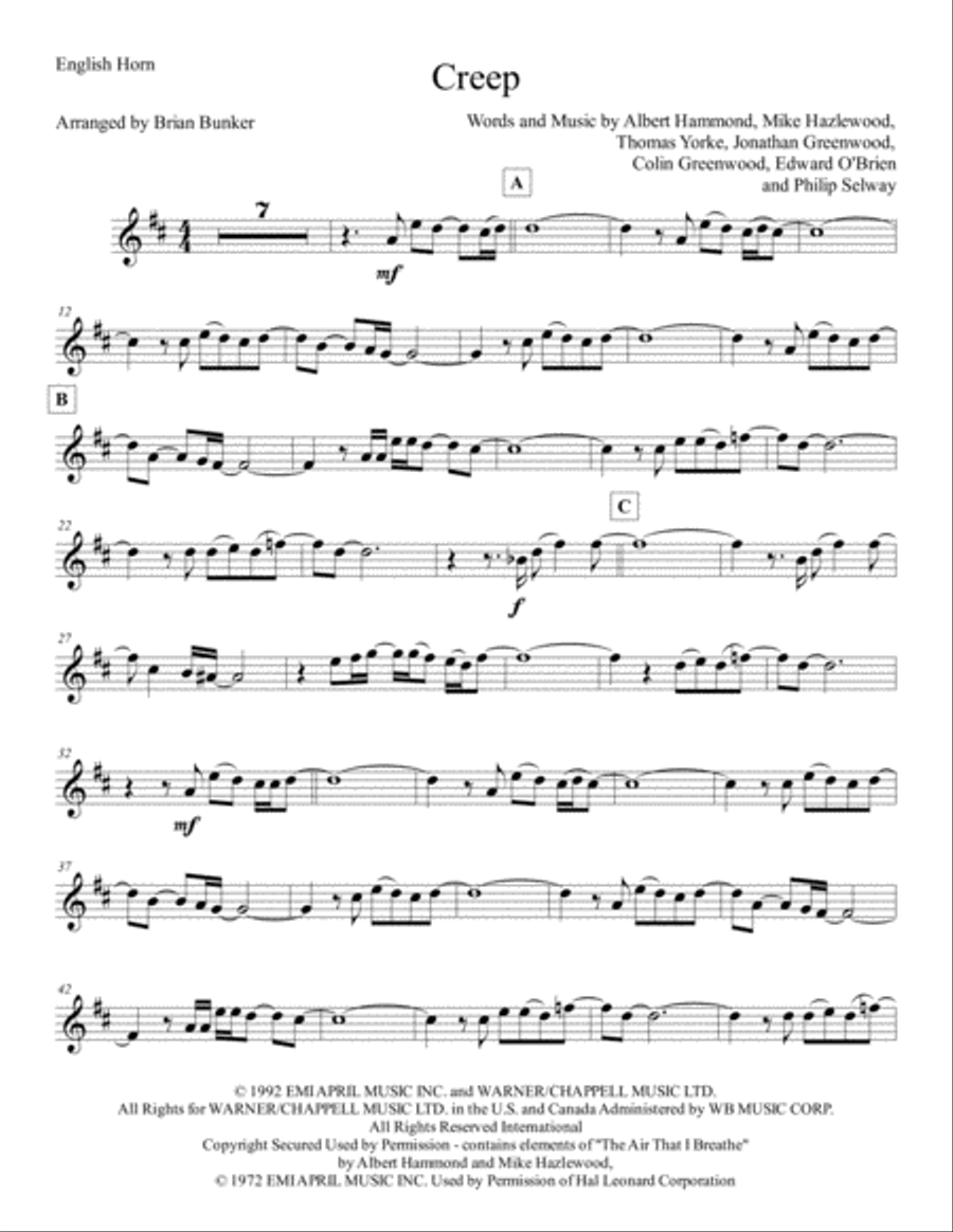 Creep Woodwind Quintet scores gallery preview page 3