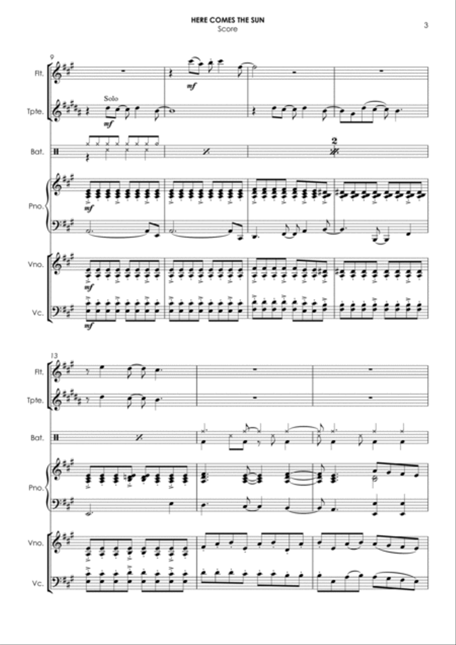 Here Comes The Sun Small Ensemble scores gallery preview page 3