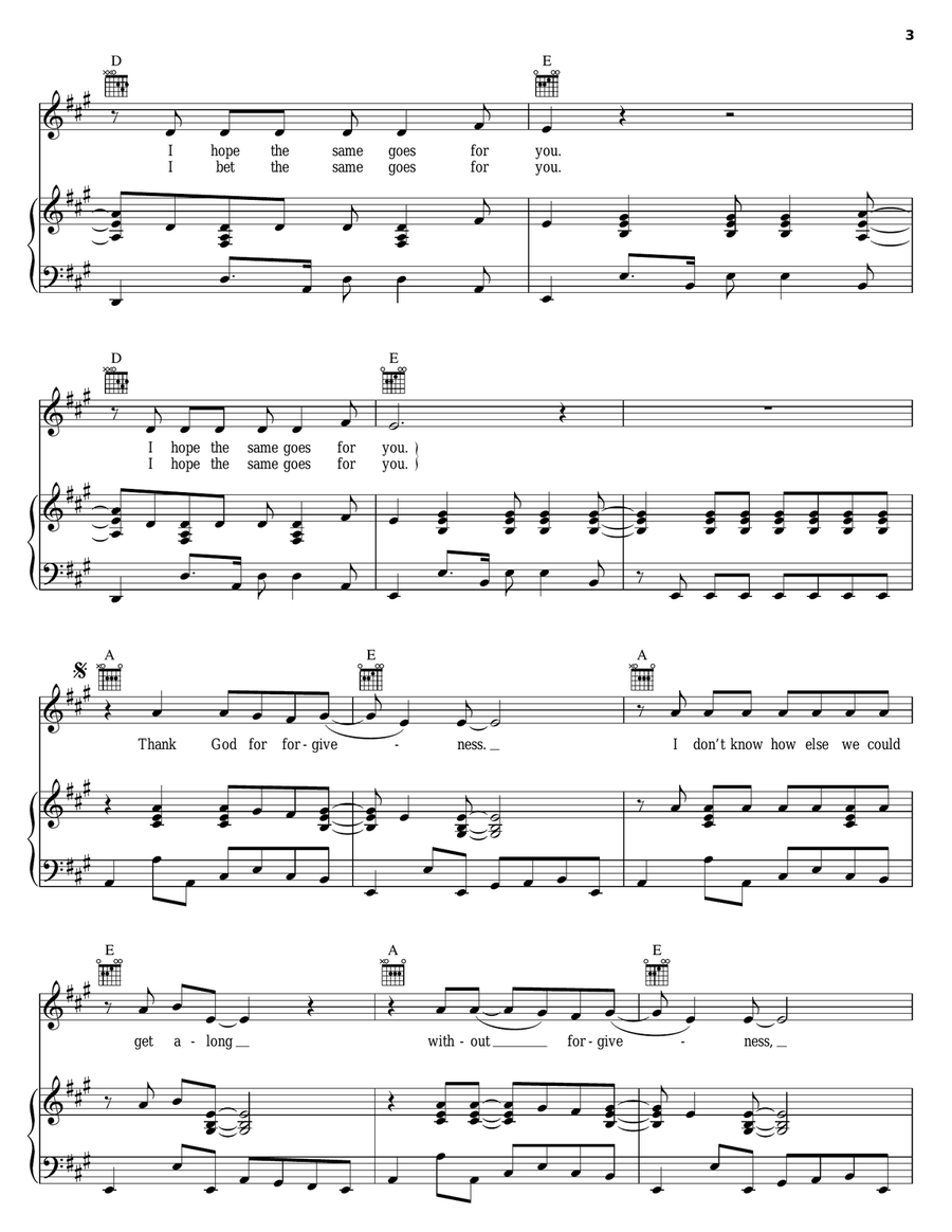 Forgiveness Piano, Vocal, Guitar scores gallery preview page 3