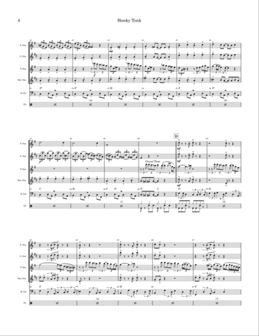 Honky Tonk (parts 1 & 2) Saxophone Quartet scores gallery preview page 4