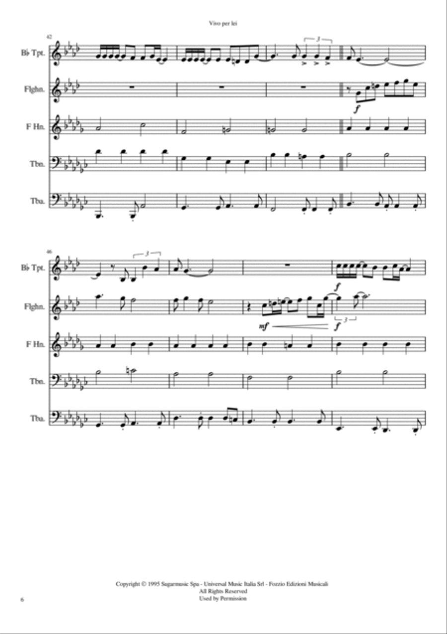 Vivo Per Lei Brass Quintet scores gallery preview page 6