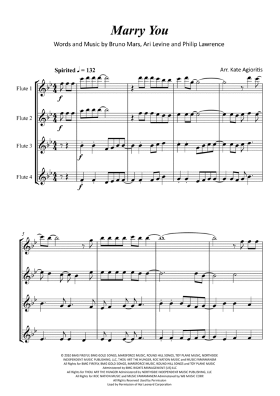 Marry You Marry You Flute Quartet scores gallery preview page 2