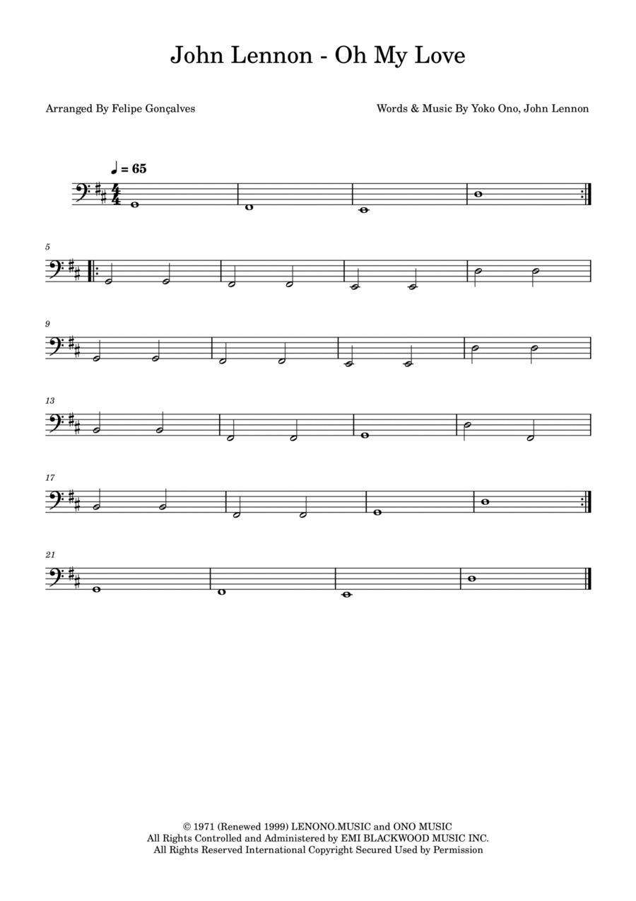Oh My Love Double Bass scores gallery preview page 1