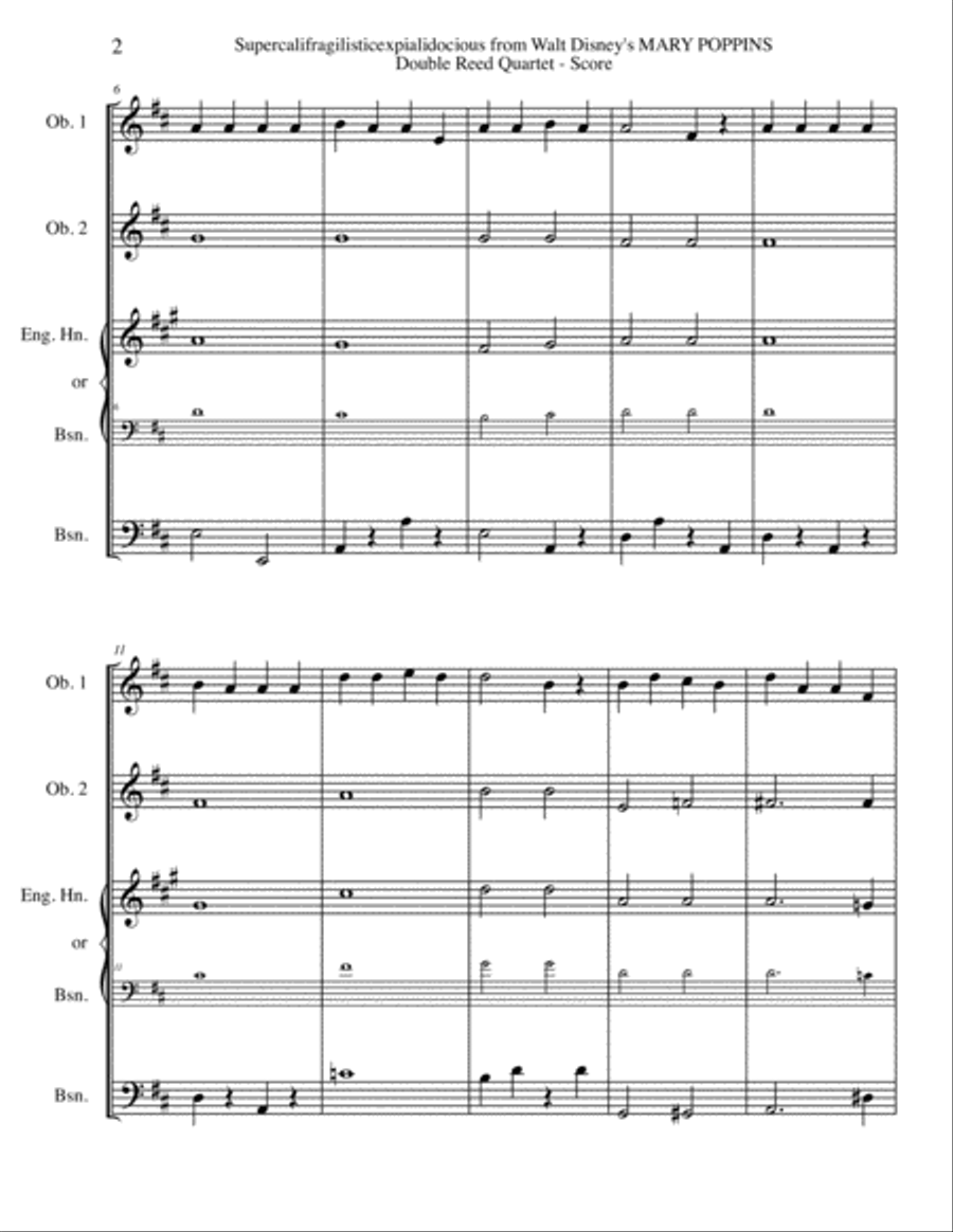 Supercalifragilisticexpialidocious from Walt Disney's MARY POPPINS Woodwind Quartet scores gallery preview page 2
