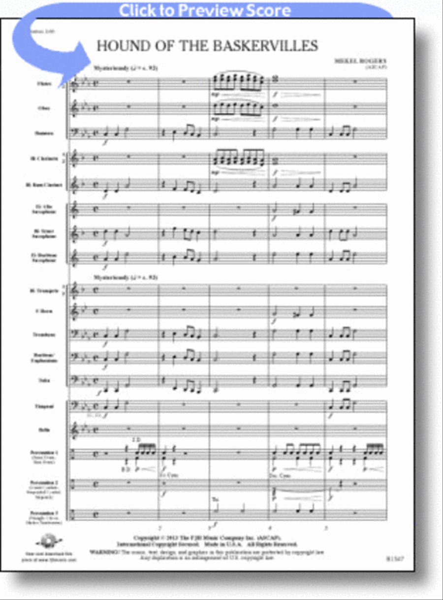 Hounds of Baskervilles Concert Band scores gallery preview page 1