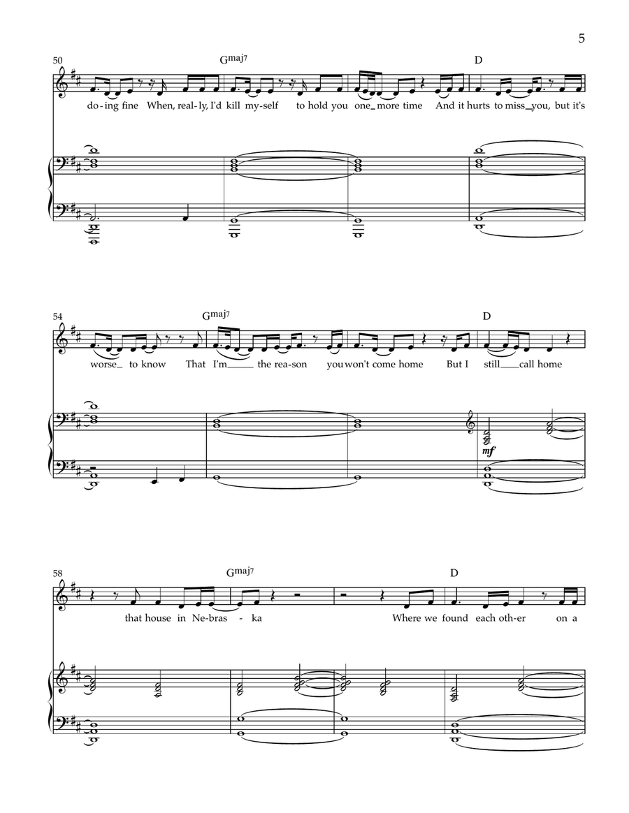 A House In Nebraska Piano, Vocal scores gallery preview page 5