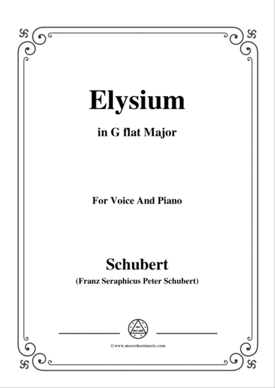 Schubert-Elysium,D.584,in G flat Major,for Voice&Piano Voice scores gallery preview page 1