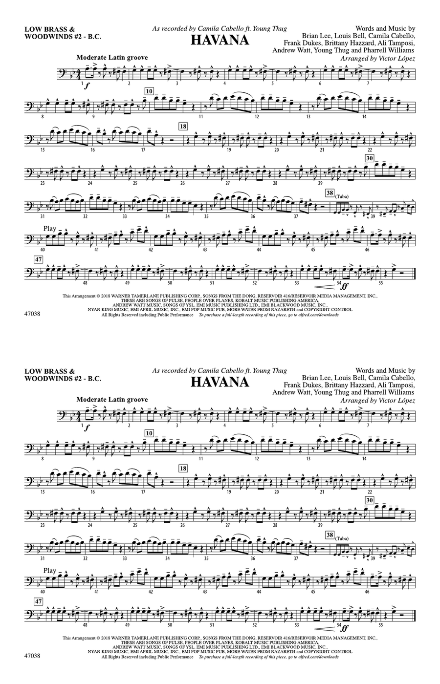 Havana: Low Brass & Woodwinds #2 - Bass Clef