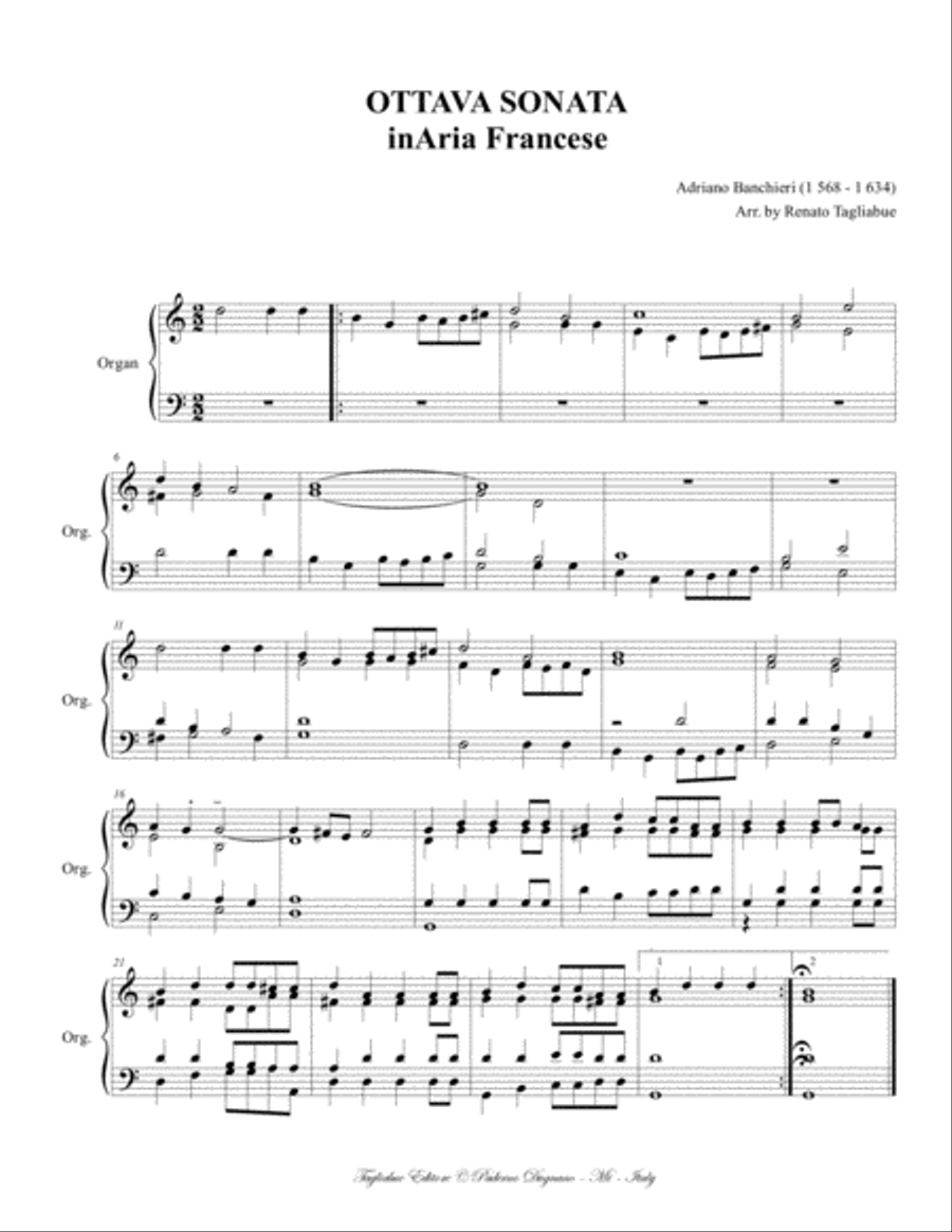 OTTAVA SONATA in Aria francese - Banchieri Piano Solo scores gallery preview page 1