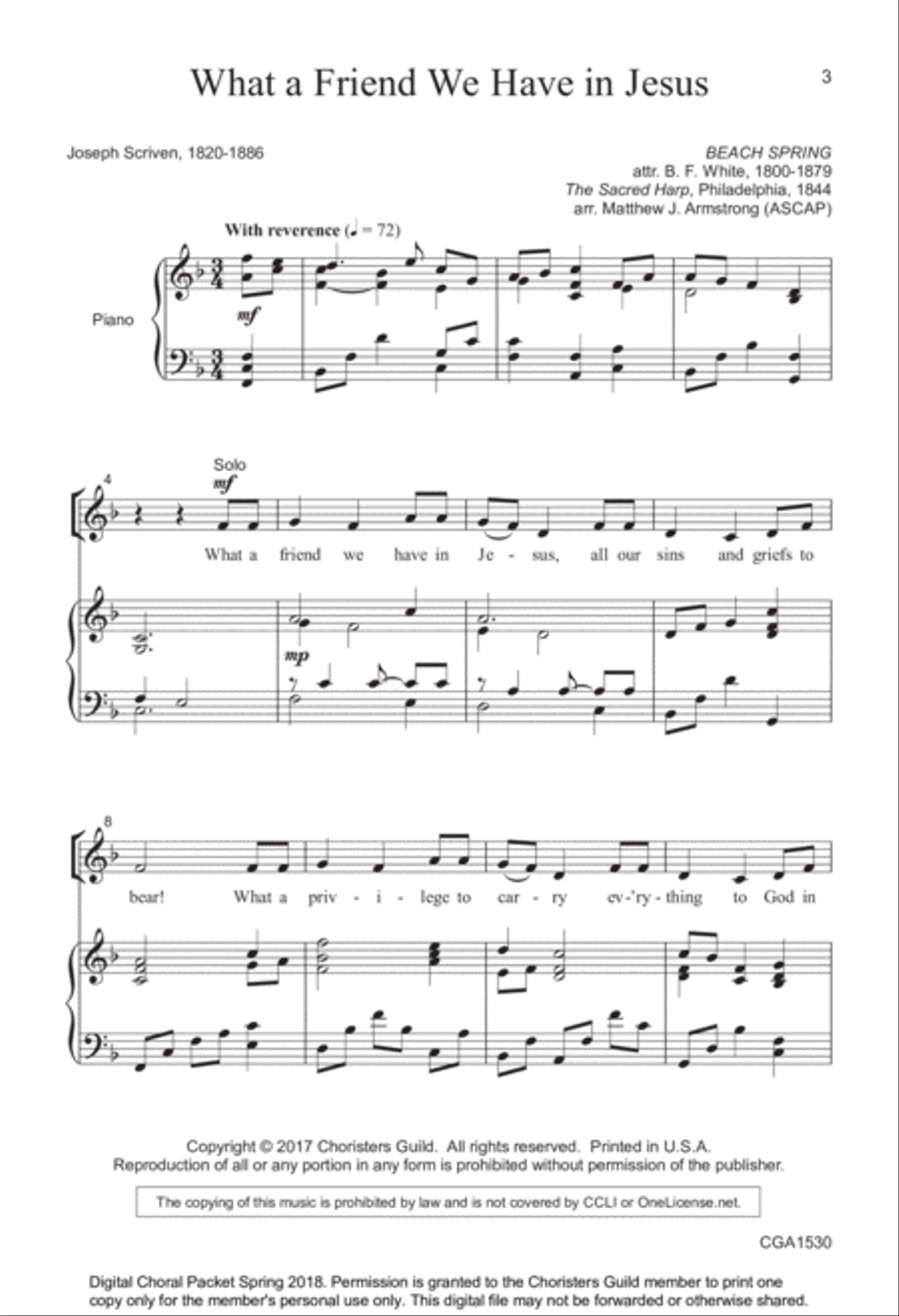 What a Friend We Have in Jesus 4-Part scores gallery preview page 2