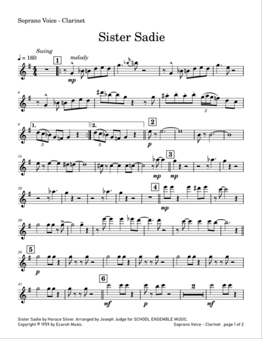 Sister Sadie Sister Sadie Clarinet Quartet scores gallery preview page 6